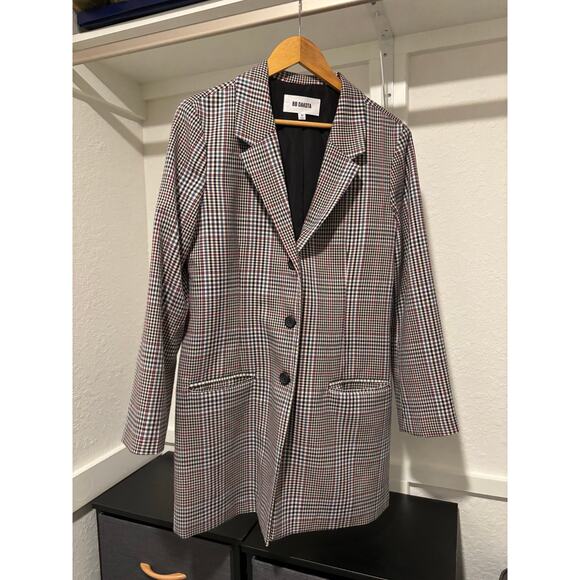 NWOT STEVE MADDEN Bb Dakota Prep Cool Plaid Longline Blazer Sz M - Picture 5 of 6